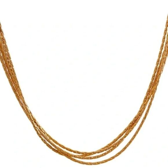 NEW Layered Gold Chain Choker Necklace - Picture 6 of 13